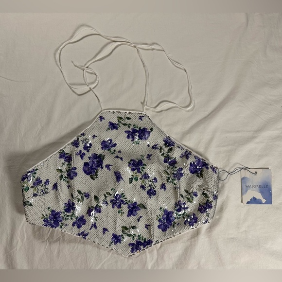 REVOLVE Majorelle Tamara White Sequin Top in Purple Butterfly Large - Picture 3 of 12